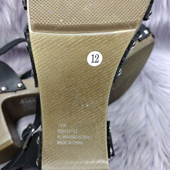 Lane Bryant Strap Chunky Block High Heel Sandal Sz 12 W Wide Width Black Brown - Picture 7 of 10